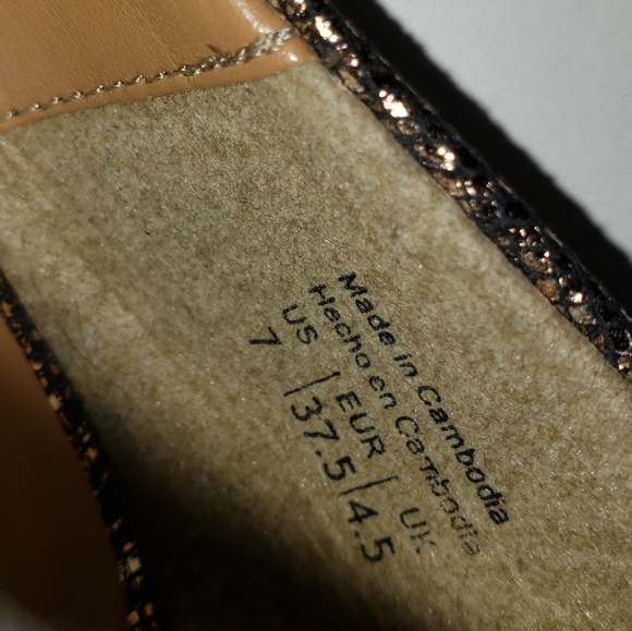 Brown Metallic Snake Print Platform Block Heels Women Sz 7 Career Workwear Pumps - Picture 10 of 13